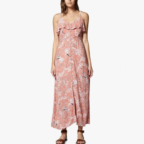 Sanctuary Dresses & Skirts - Sanctuary Isabella Maxi Dress | Size M | Peach Pink Floral Paisley Button-Front